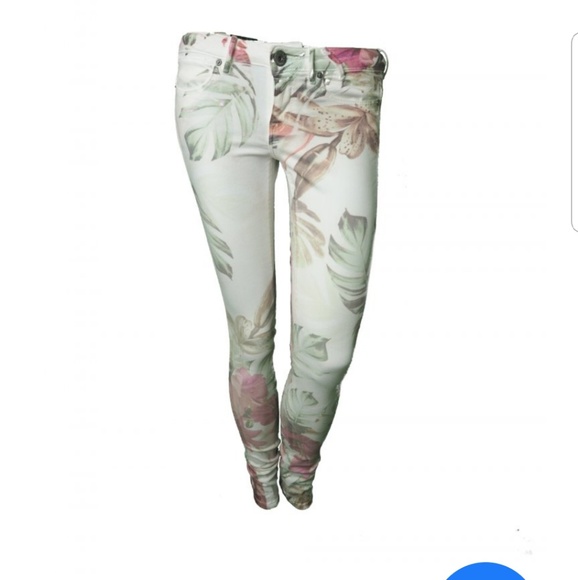 Guess Size 30 Peach Floral Jeggings - Picture 5 of 8